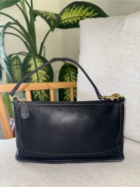 Vintage Coach Bleecker Black Leather Demi Zip Baguette Mini Bag USA Made #9311